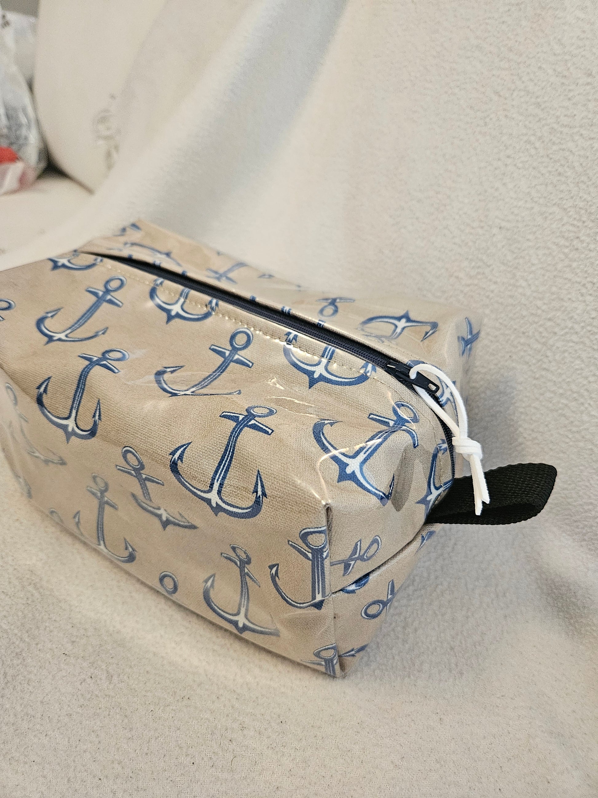 Anchor Toiletry Bag, Water Resistant on the outside and Lined with Plastic on the Inside
