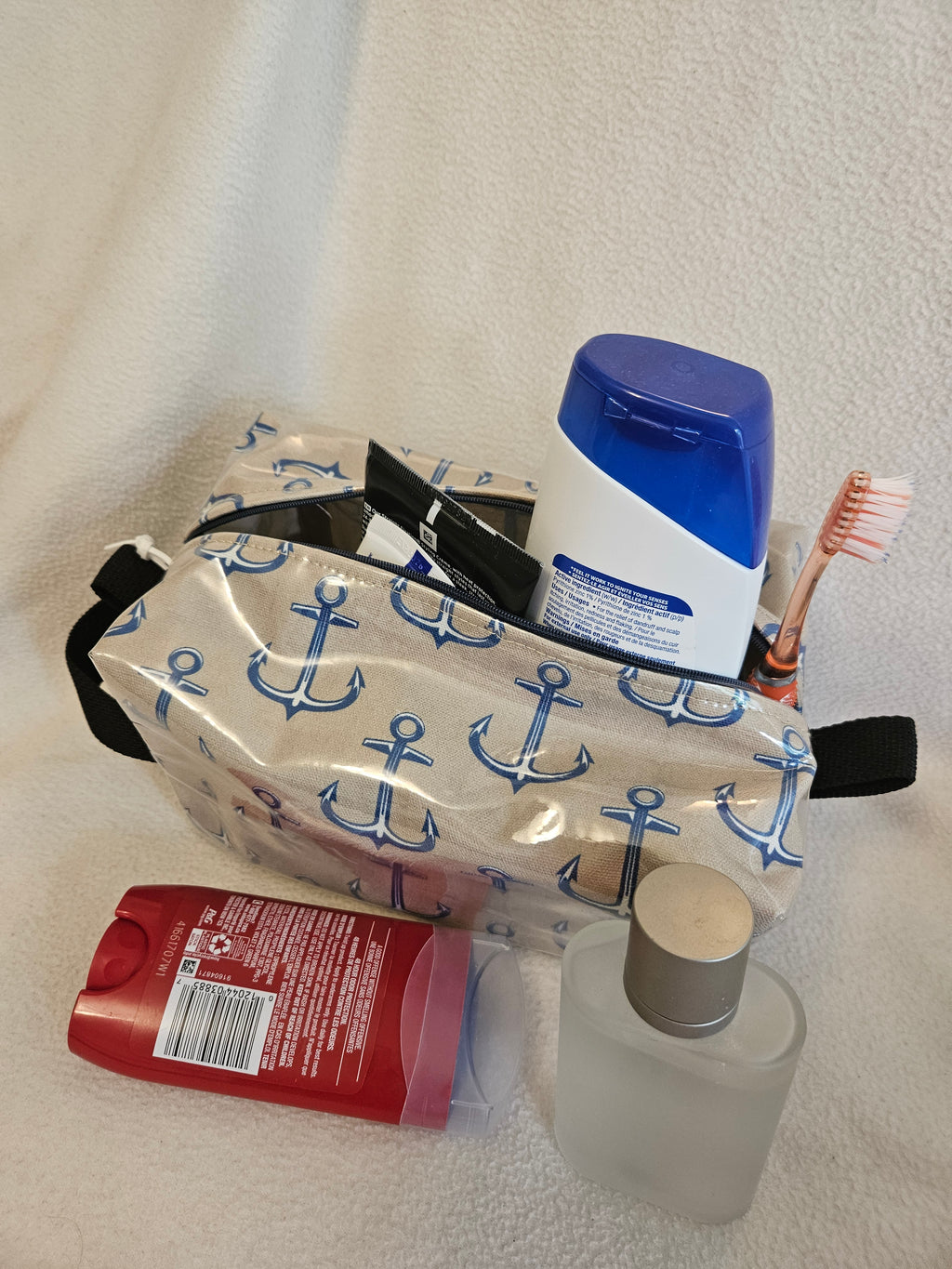 Anchor Toiletry Bag, Water Resistant on the outside and Lined with Plastic on the Inside