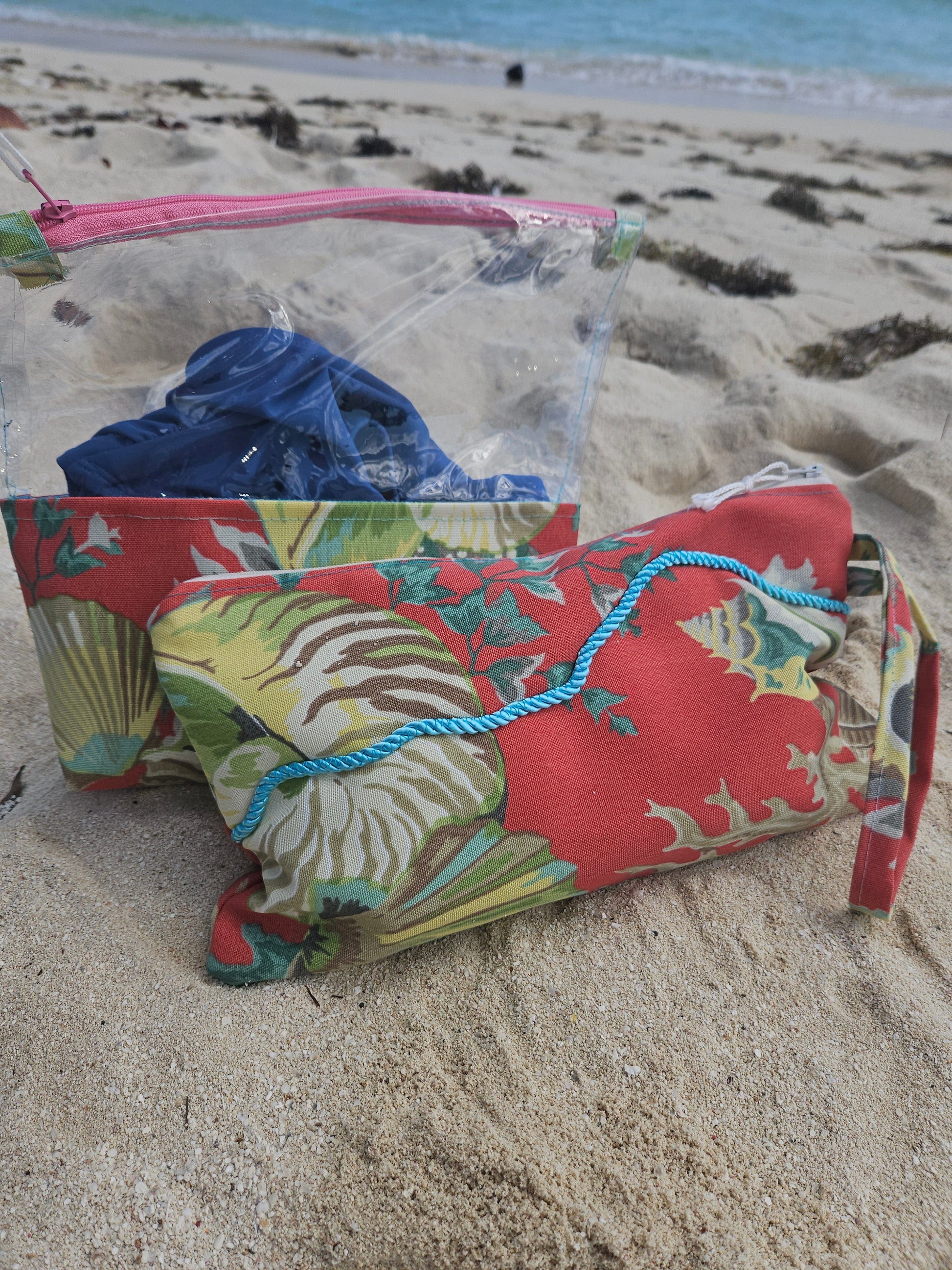 Clutch Purse, Red Shell Design, One of a Kind, Water Resistant