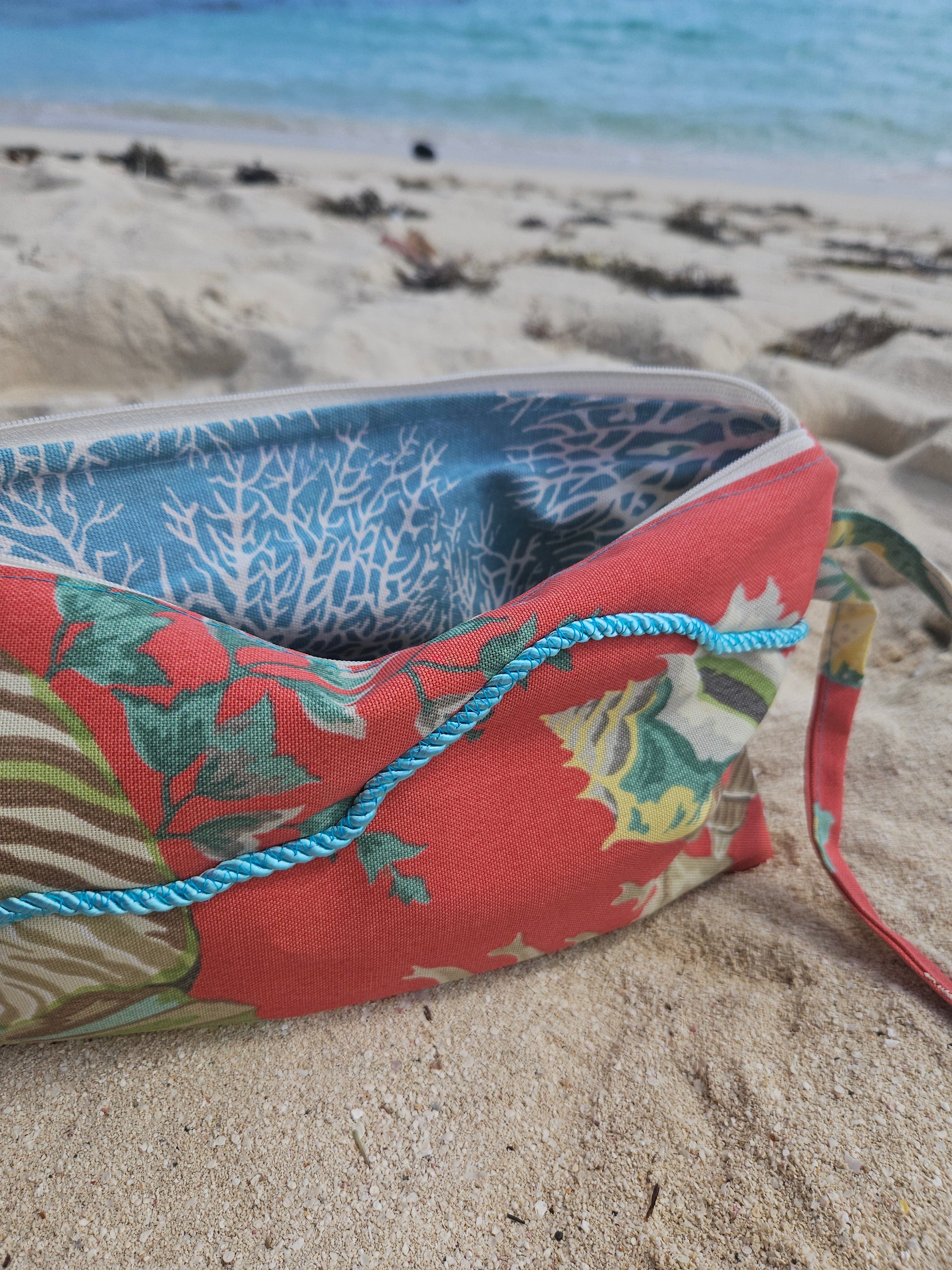 Clutch Purse, Red Shell Design, One of a Kind, Water Resistant