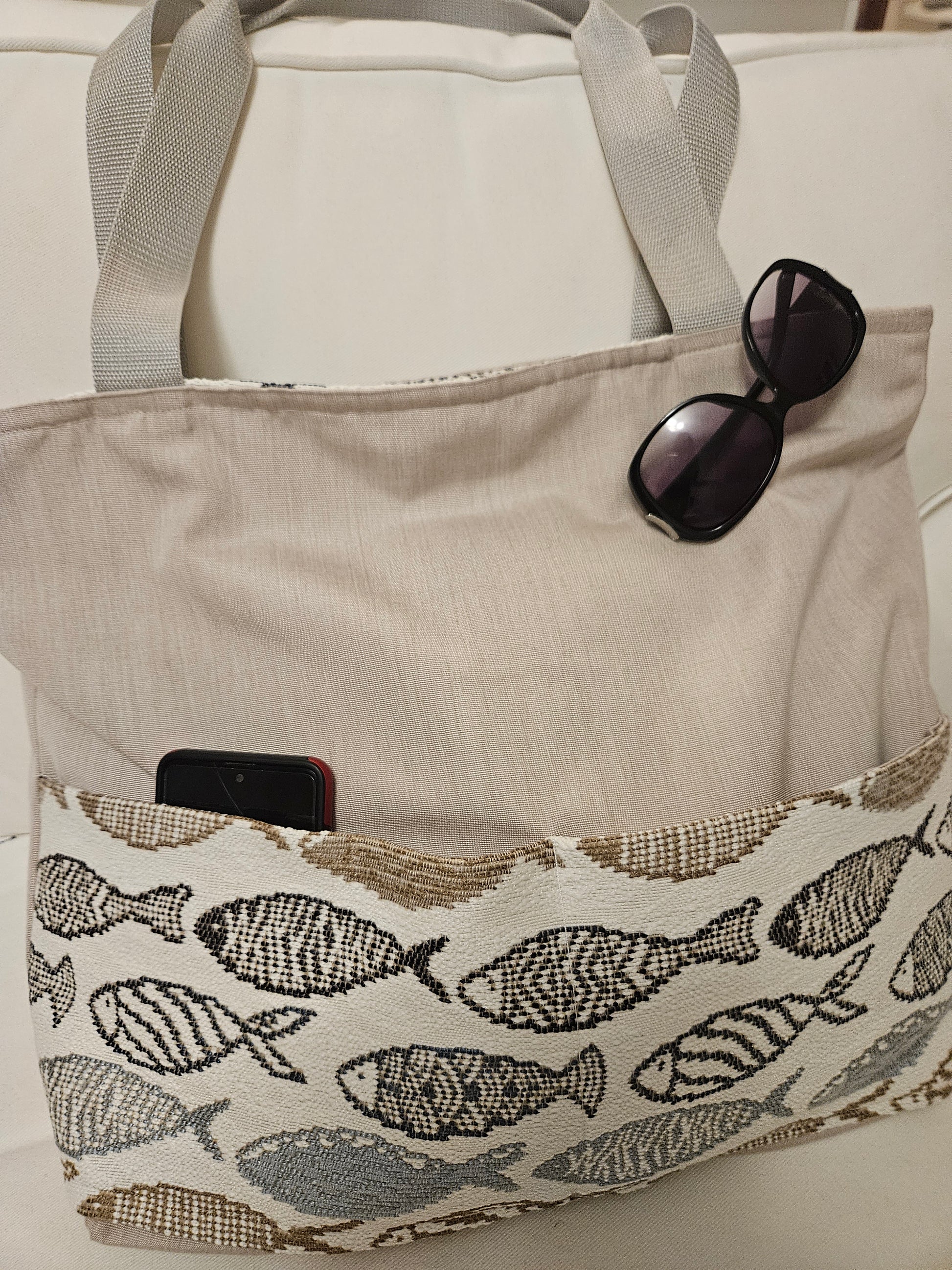 Fish Travel Tote Bag, One of a Kind, Water Resistant