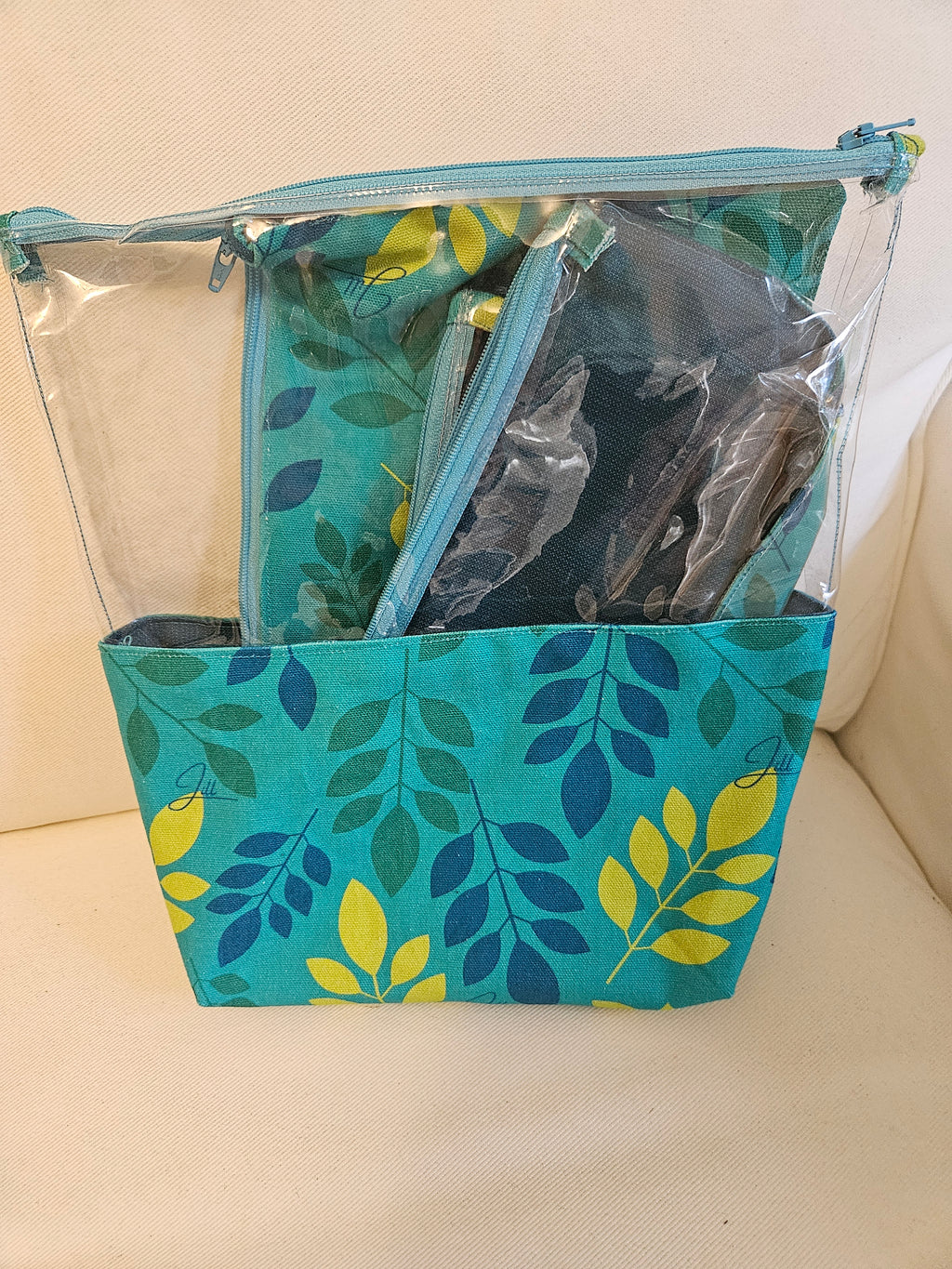 4 Bag Travel Set, Bathing Suit, Passport, Toiletry and Makeup Bags