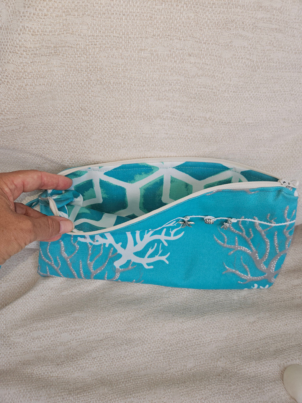 Tropical Clutch Purse, Water Resistant with Charm Accents