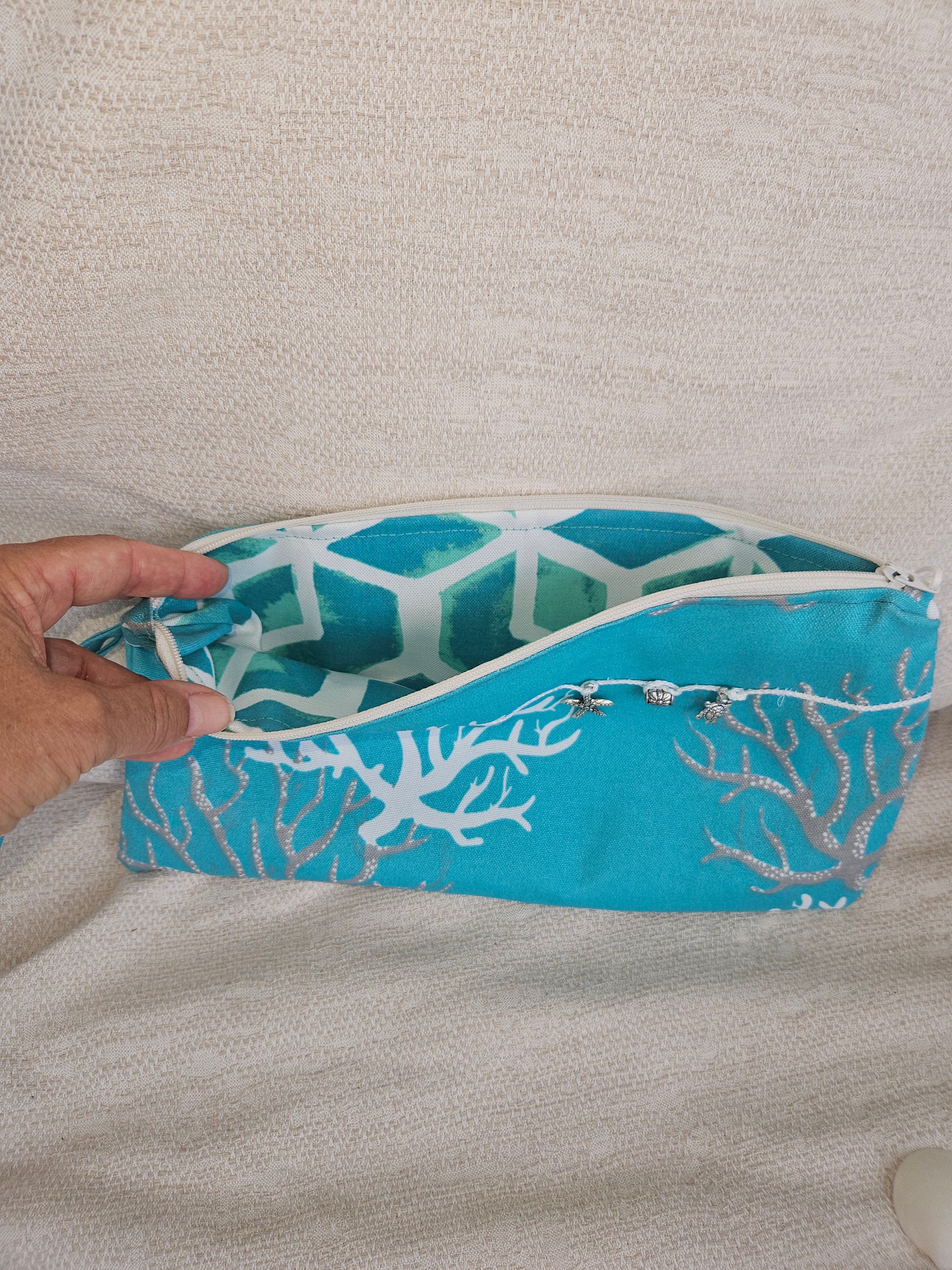 Tropical Clutch Purse, Water Resistant with Charm Accents